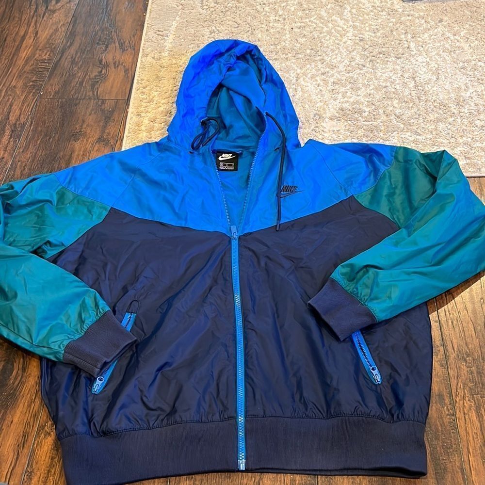 VTG Nike Sportswear Windrunner Jacket hooded Battle Blue Green Men's Size M EUC